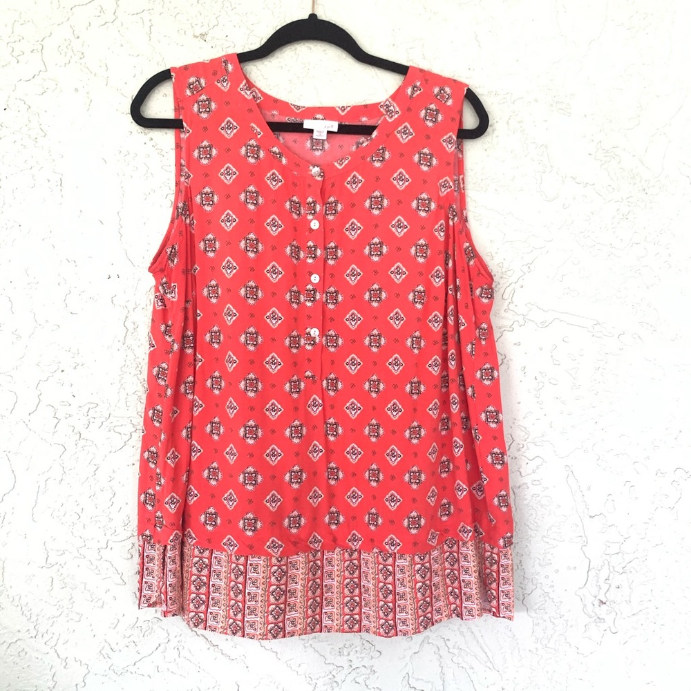 J. Jill Printed Orange Blouse Plus 1X